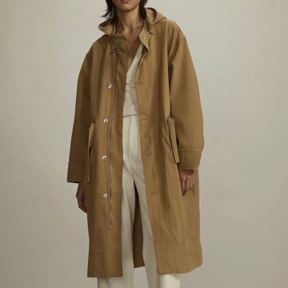 Everlane Canvas Organic cotton Parka jacket coat Size L Cappuccino brown - Picture 3 of 10